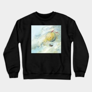 Balloon in the clouds - watercolor painting Crewneck Sweatshirt